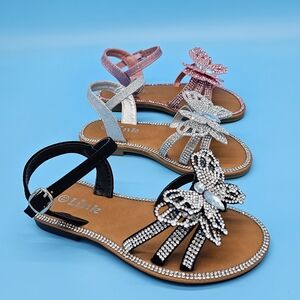 Link Kids Sandals with Butterfly Design - Black, Silver, Pink